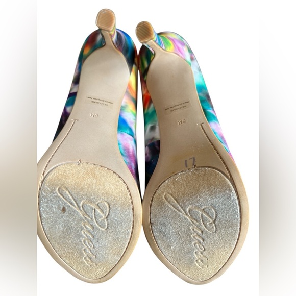 GUESS Honora Women’s Peep Toe Platform Pumps Multicolor Leather Size 8 NWOB - Picture 6 of 7